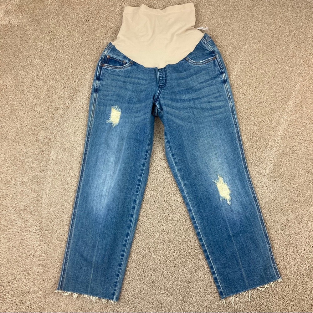 led Full Panel Distressed Raw Hem Maternity Jeans